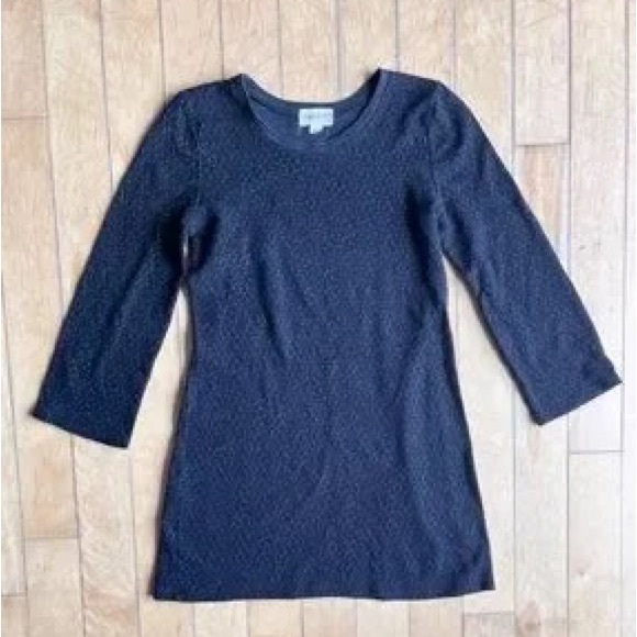 Tops - Black Textured 3/4 Sleeve Shift Dress
